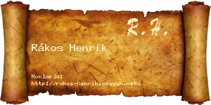 Rákos Henrik névjegykártya